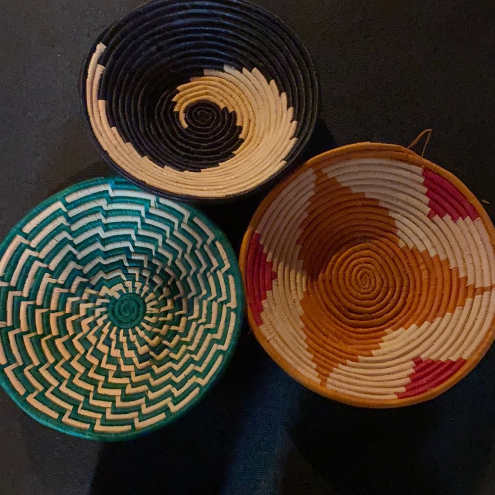 Set of 3 Handwoven Wall Baskets boho